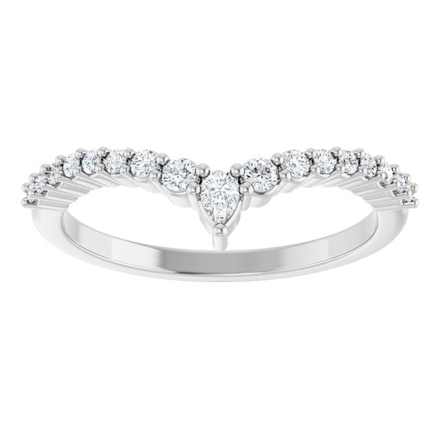 Diamond V Ring in White Gold