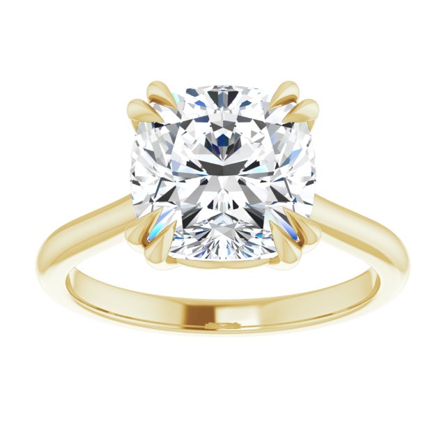 14K Yellow 9 mm Cushion Solitaire Engagement Ring Mounting
