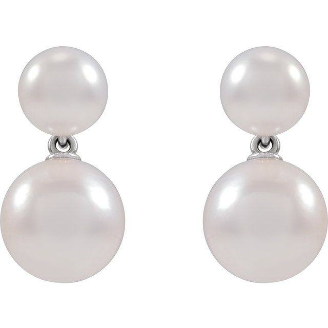 14K White Cultured White Freshwater Pearl Earrings