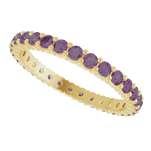 10K yellow gold-ring set with-Alexandrite, ideal for stacking, handcrafted in the US