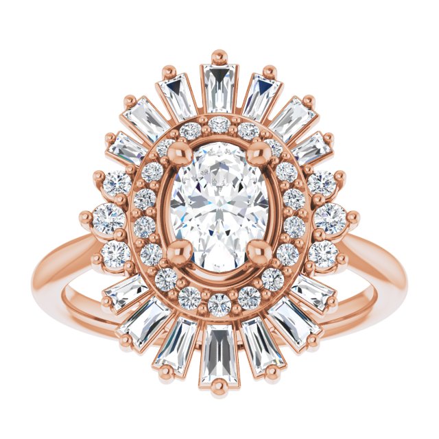 14K Rose 7x5 mm Oval 3/4 CTW Natural Diamond Semi-Set Halo-Style Engagement Ring