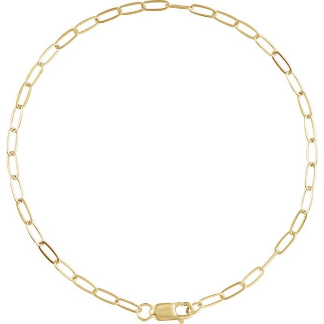 14K Yellow Gold Filled 2.1 mm Paperclip-Style 7" Chain