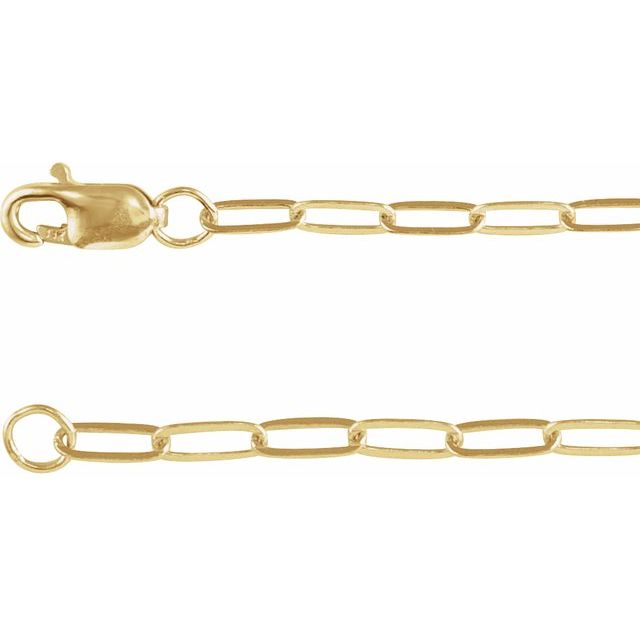 14K Yellow Gold Filled 2.1 mm Paperclip-Style 24" Chain