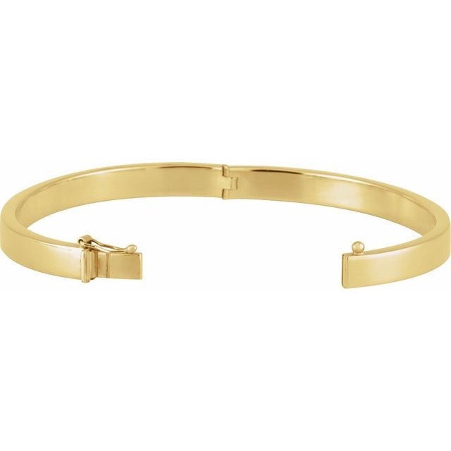 14K Yellow 6 mm Tube Hinged Bangle 7" Bracelet