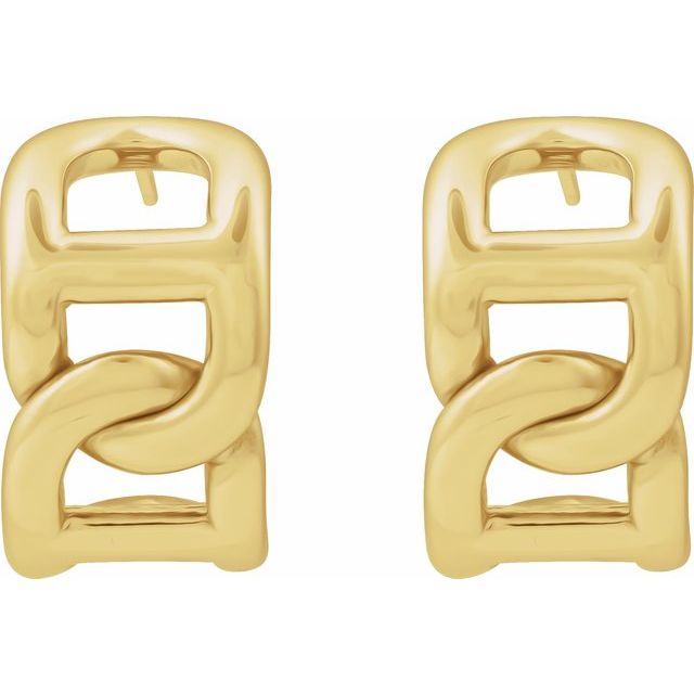14K Yellow Anchor Chain 22 mm Hoop Earrings