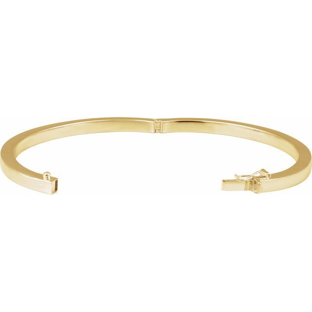 14K Yellow Square Tube Hinged Bangle 7" Bracelet