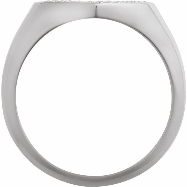 14K White 1/3 CTW Natural Diamond Heart Signet Ring