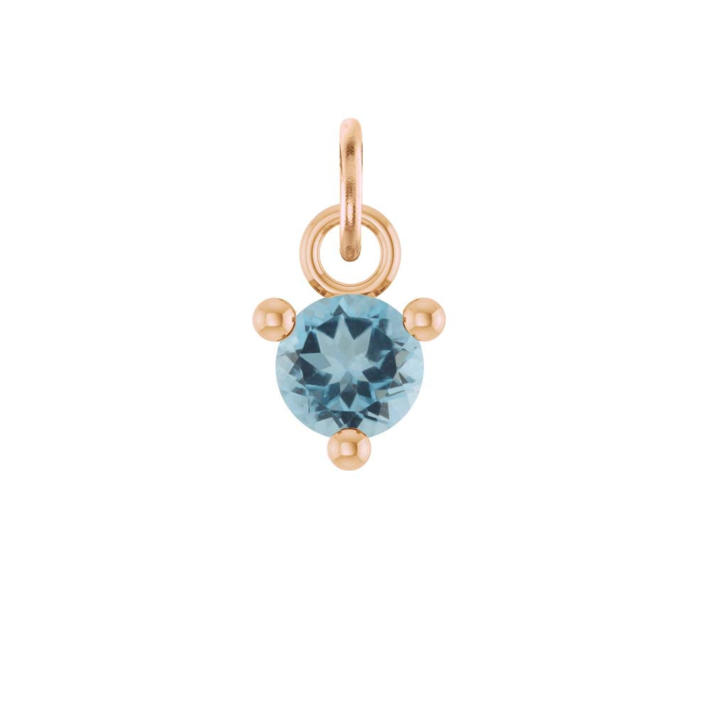 Tiny 14K rose gold Aquamarine birthstone charm handmade in the USA