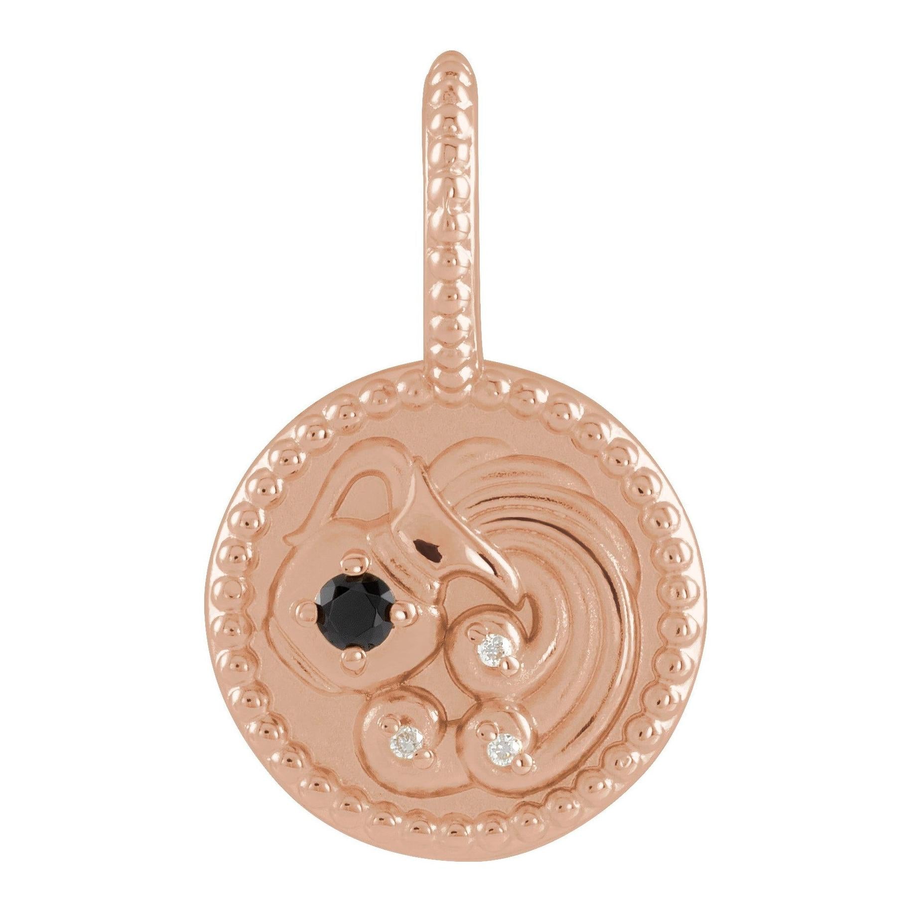 Aquarius astrology charm crafted in fine 14K rose gold, perfect for layering.