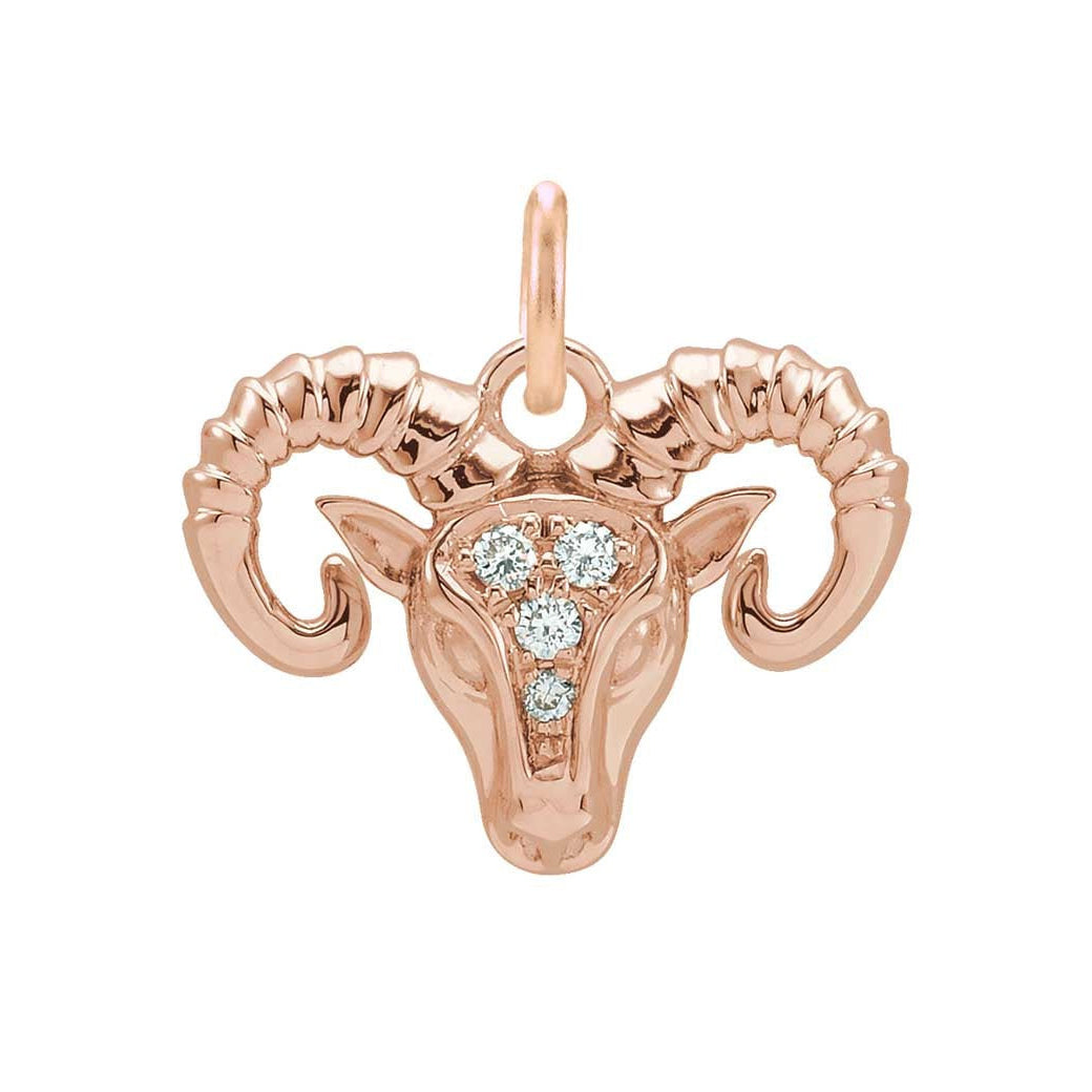Celestial Aries pendant charm crafted in gold with natural diamond accents