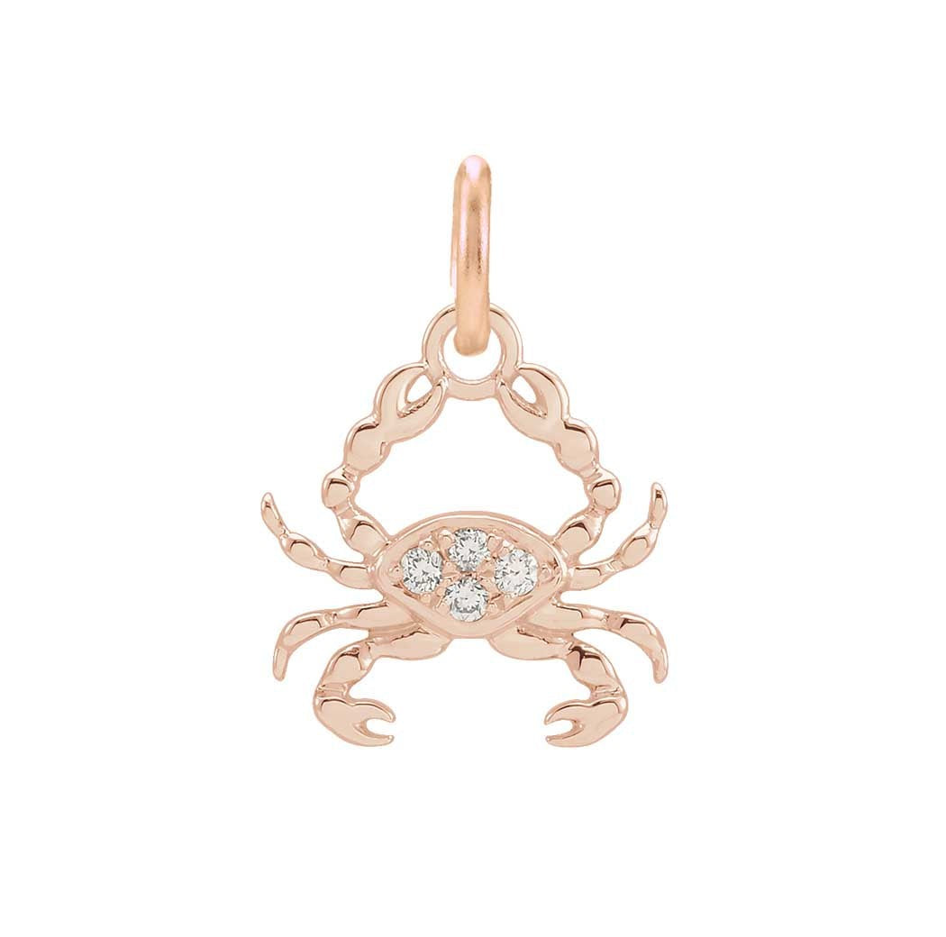 Celestial Cancer pendant charm crafted in gold with natural diamond accents