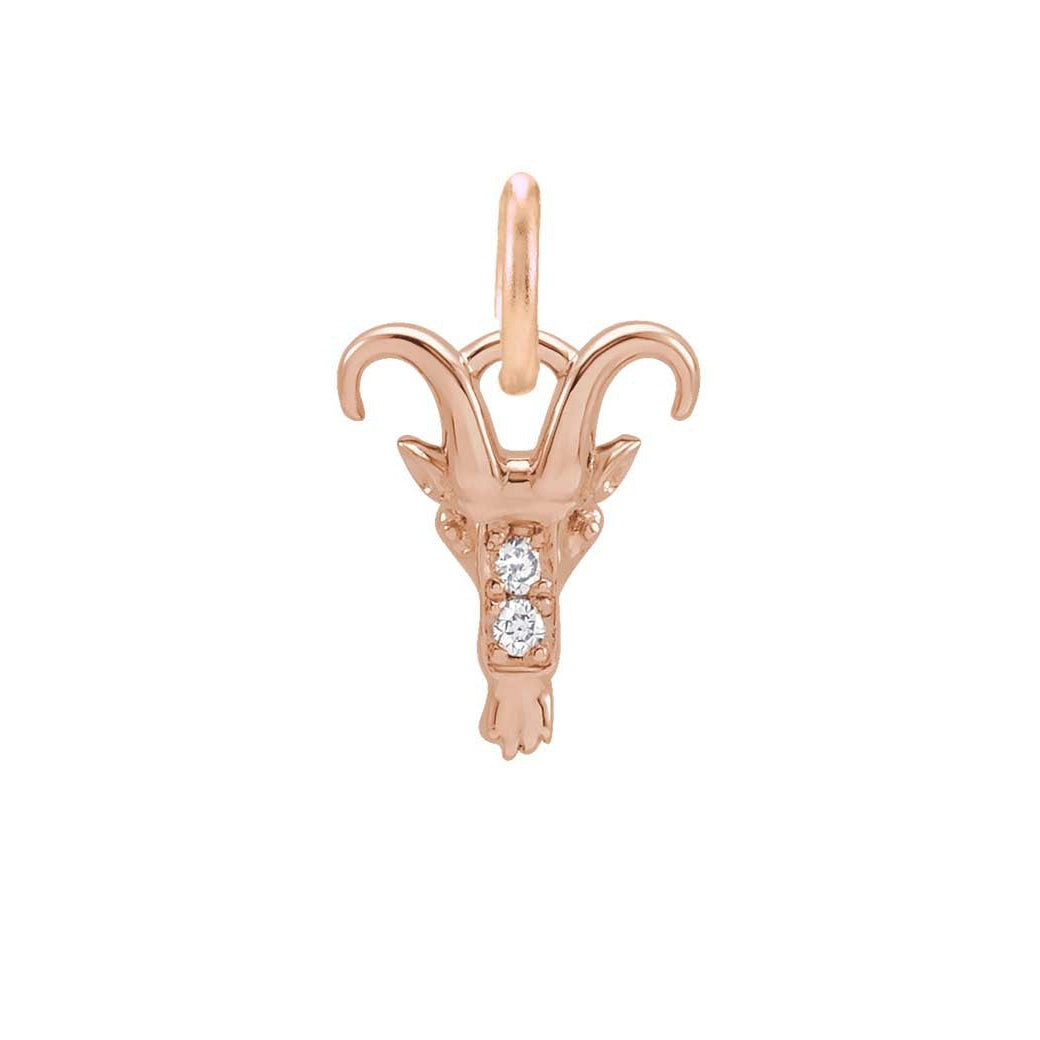 Capricorn zodiac charm in 14K gold with pavé diamond detailing