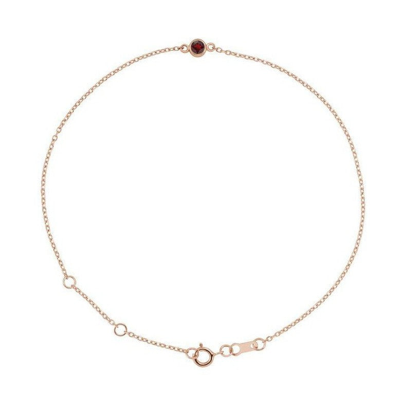 14K rose gold Garnet bracelet, 14K rose gold Garnet birthstone bracelet, 14K rose gold Garnet gemstone bracelet
