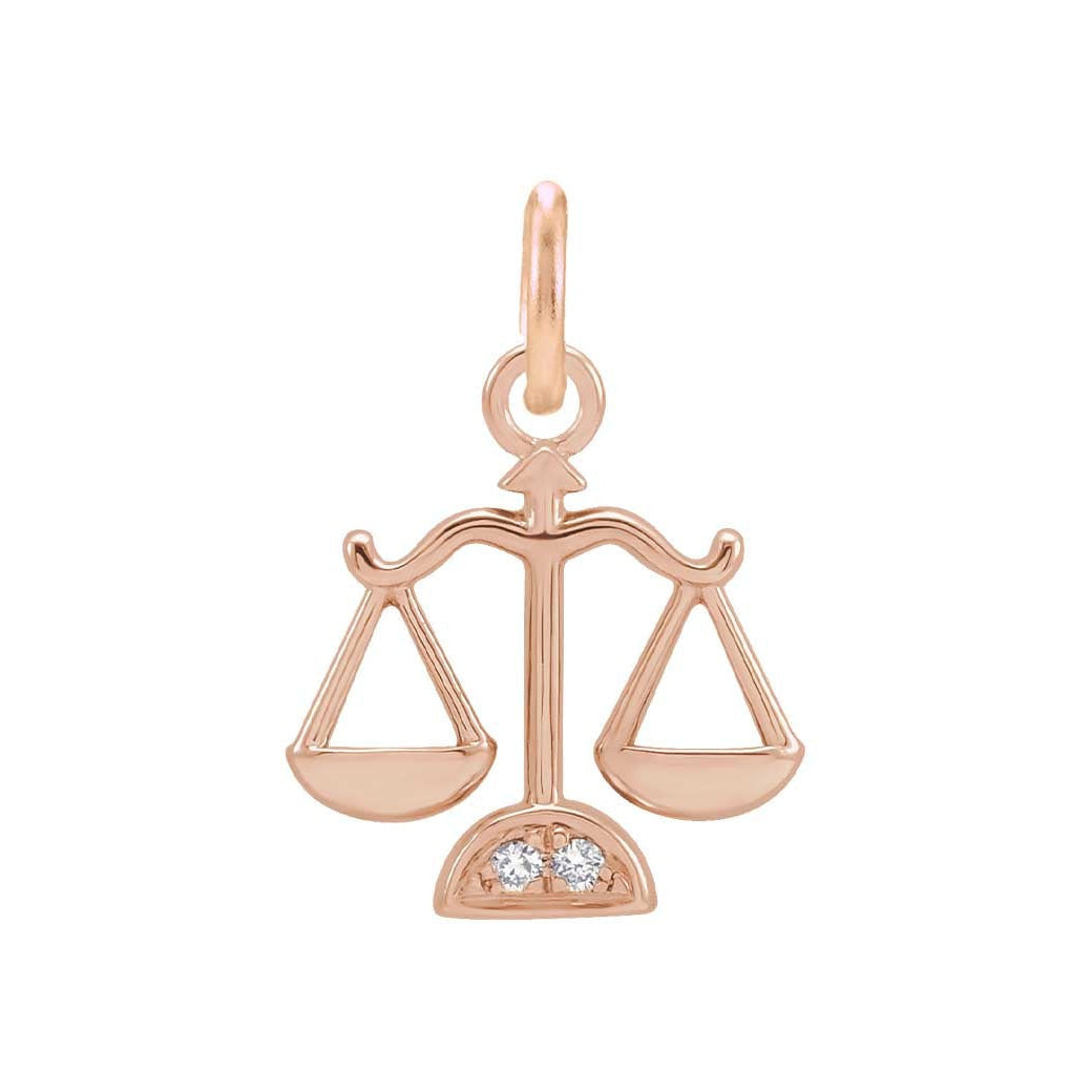Celestial Libra pendant charm crafted in gold with natural diamond accents