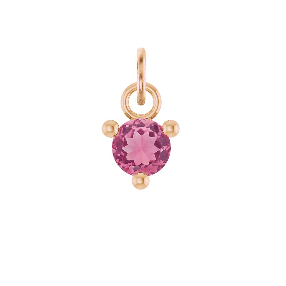 Tiny 14K white gold Pink Topaz birthstone charm handmade in the USA