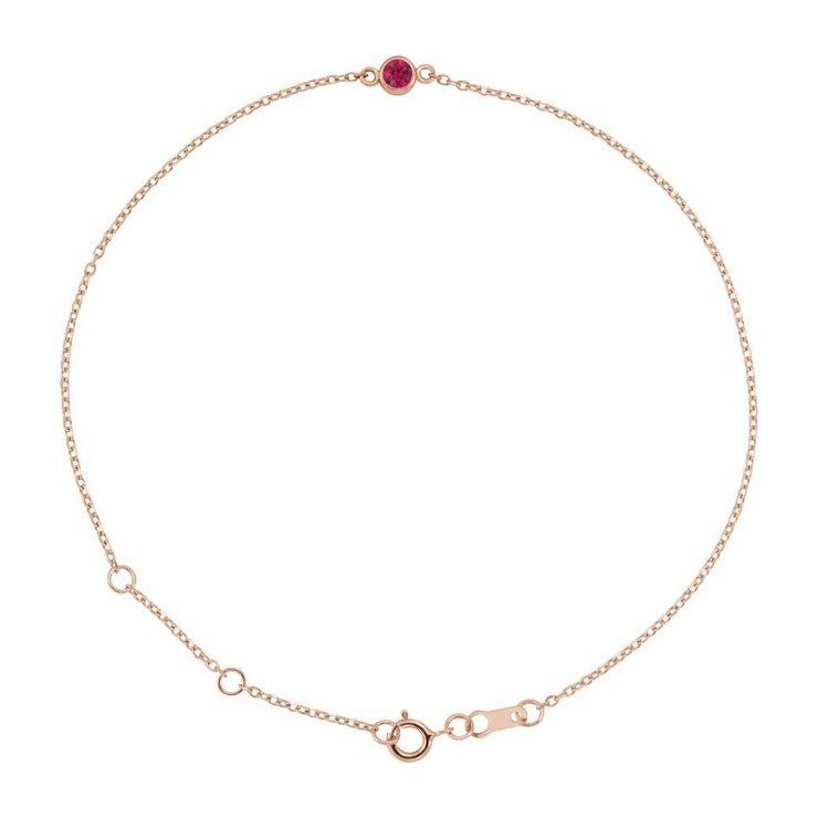 14K rose gold Ruby bracelet, 14K rose gold Ruby birthstone bracelet, 14K rose gold Ruby gemstone bracelet