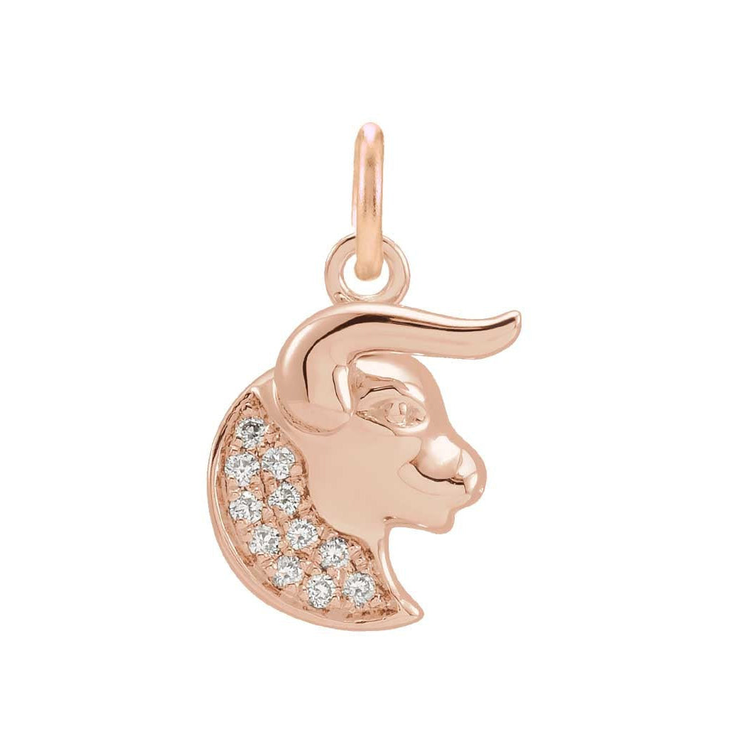 Celestial Taurus pendant charm crafted in gold with natural diamond accents