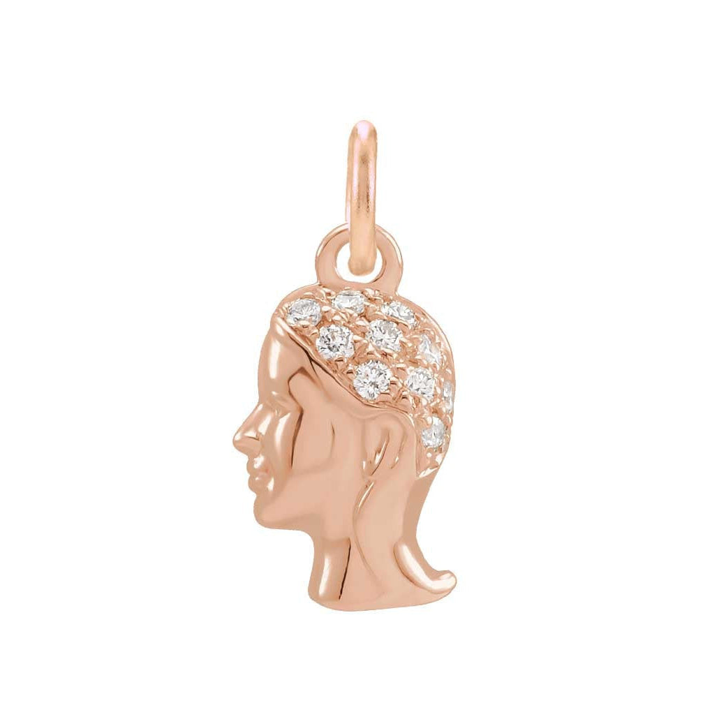 Celestial Virgo pendant charm crafted in gold with natural diamond accents