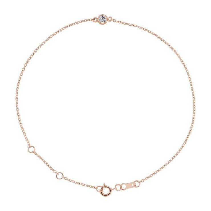 14K rose gold White Sapphire bracelet, 14K rose gold White Sapphire birthstone bracelet, 14K rose gold White Sapphire gemstone bracelet