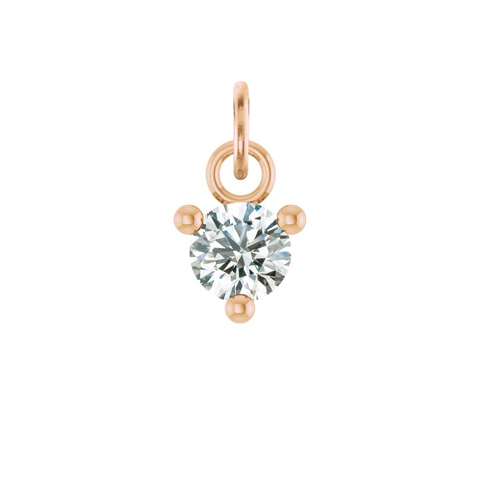 Tiny 14K rose gold Diamond birthstone charm handmade in the USA