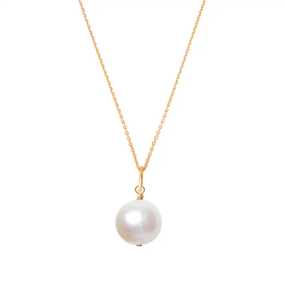 Fine pearl pendant necklace in solid 14K rose gold