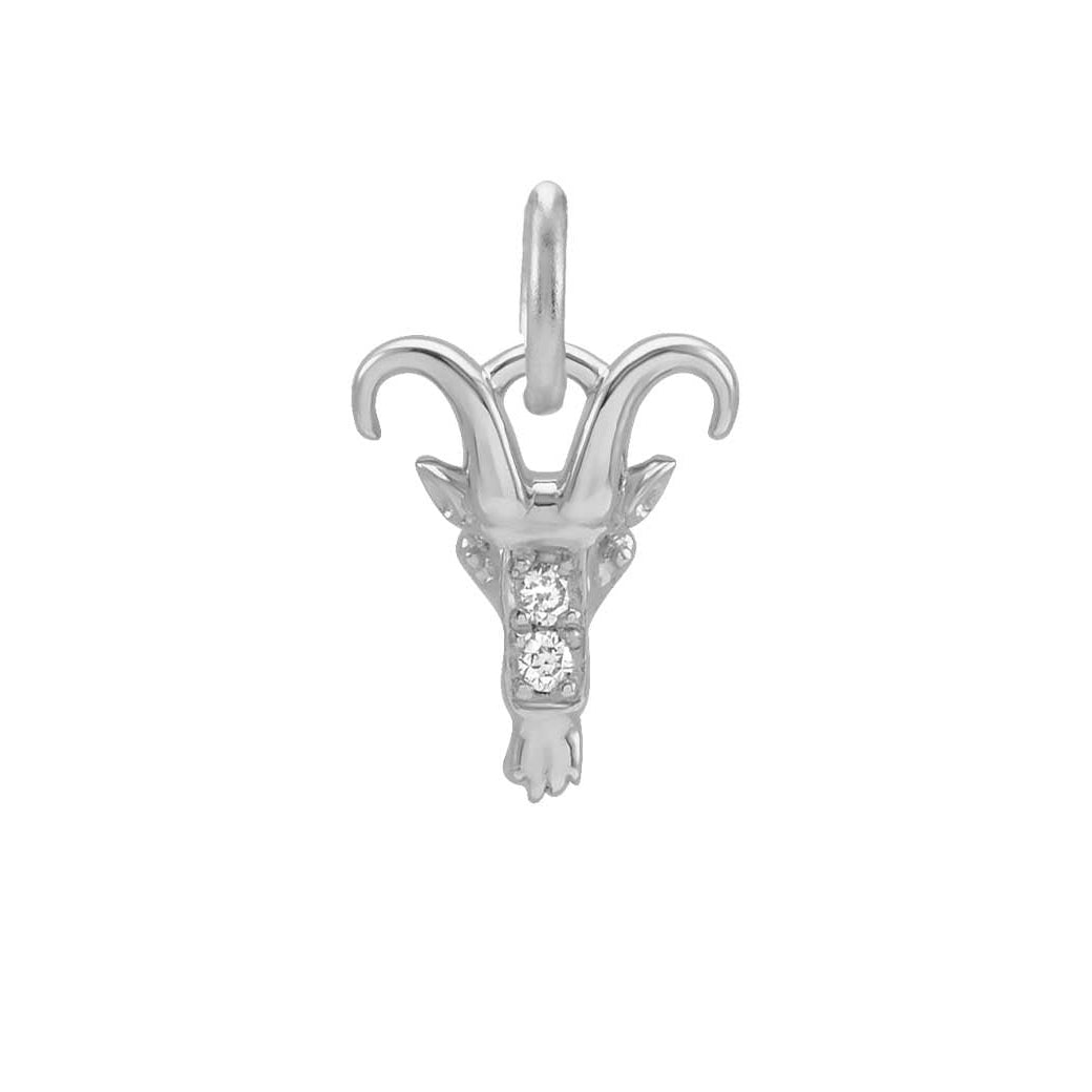 Capricorn zodiac charm in 14K white gold with .01ct diamond
