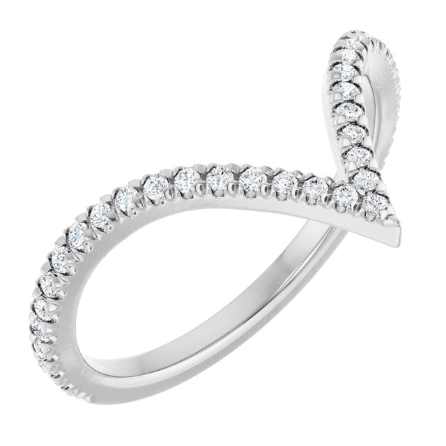 14K white gold Diamond-Lab Deep V Diamond Ring