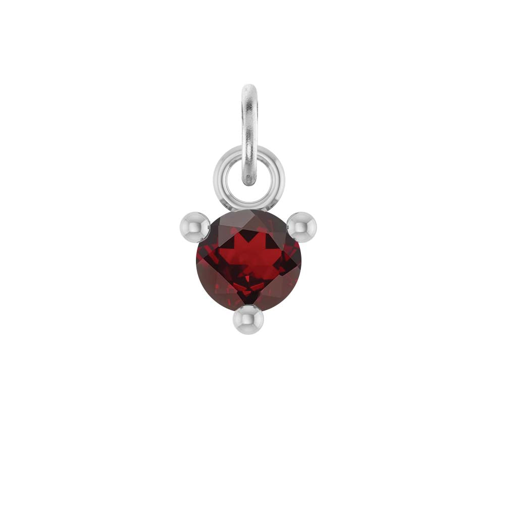 Prong-set 3mm garnet birthstone charm for necklace or bracelet