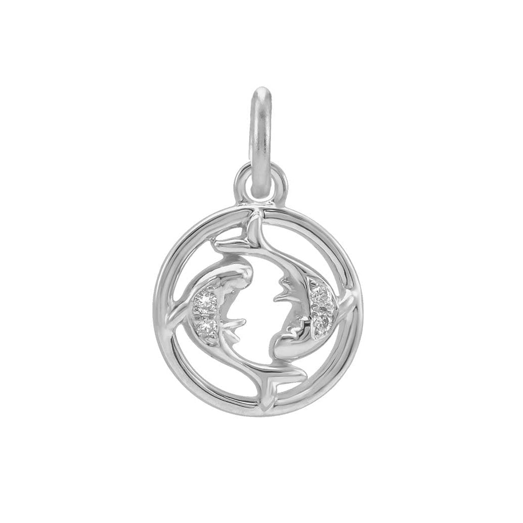 Pisces zodiac charm in 14K gold with pavé diamond detailing