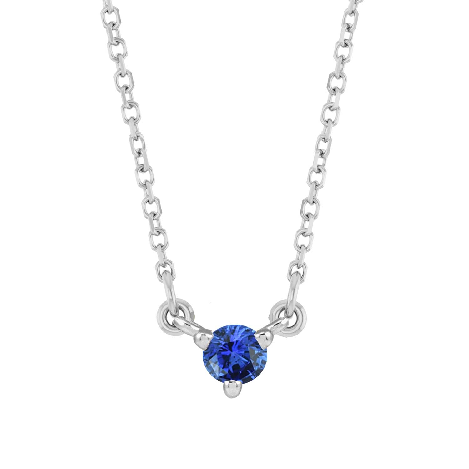 Handcrafted 14K white gold necklace showcasing a brilliant sapphire gemstone accent.