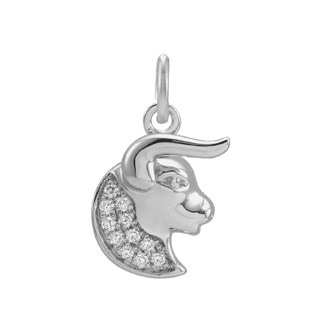 Delicate Taurus astrology charm featuring tiny diamonds and gold finish