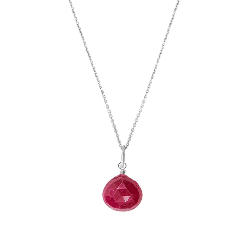 Fine ruby pendant necklace in solid white gold variant--14K-white-gold variant--Ruby