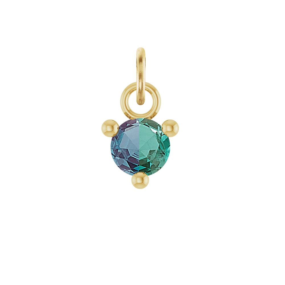 Tiny 14K yellow gold Alexandrite birthstone charm handmade in the USA