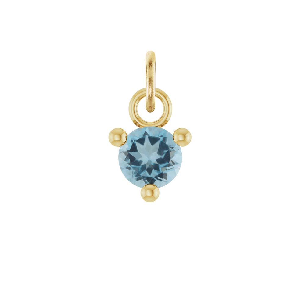 Tiny 14K yellow gold Aquamarine birthstone charm handmade in the USA