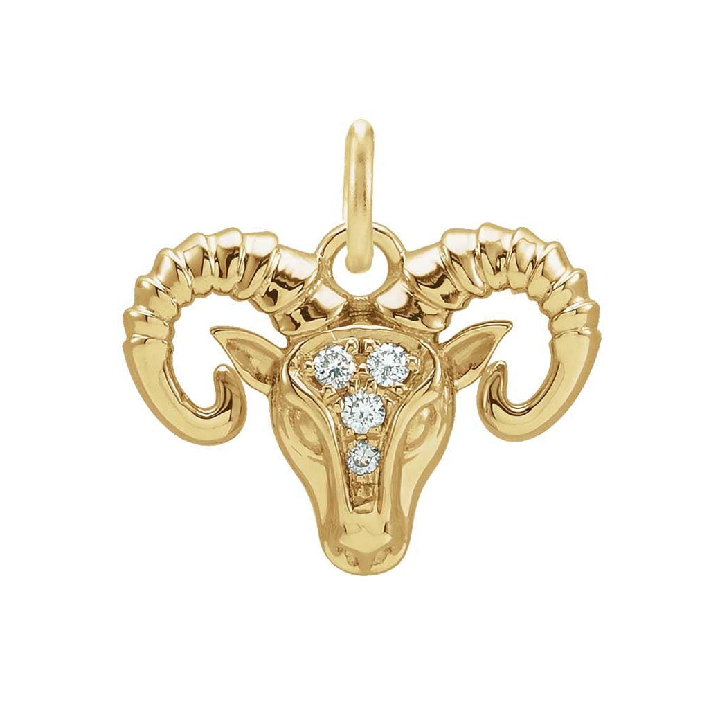 Delicate Aries astrology charm featuring tiny diamonds and gold finish