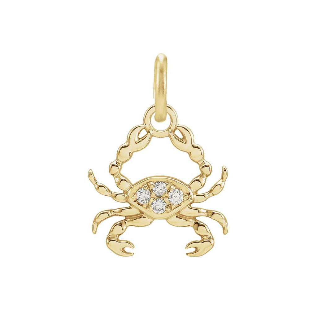 Cancer zodiac charm in 14K yellow gold with .01ct diamond