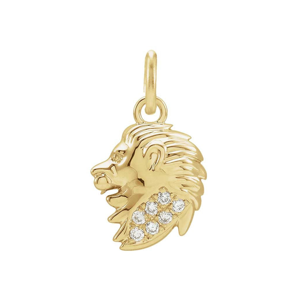 Celestial Leo pendant charm crafted in gold with natural diamond accents