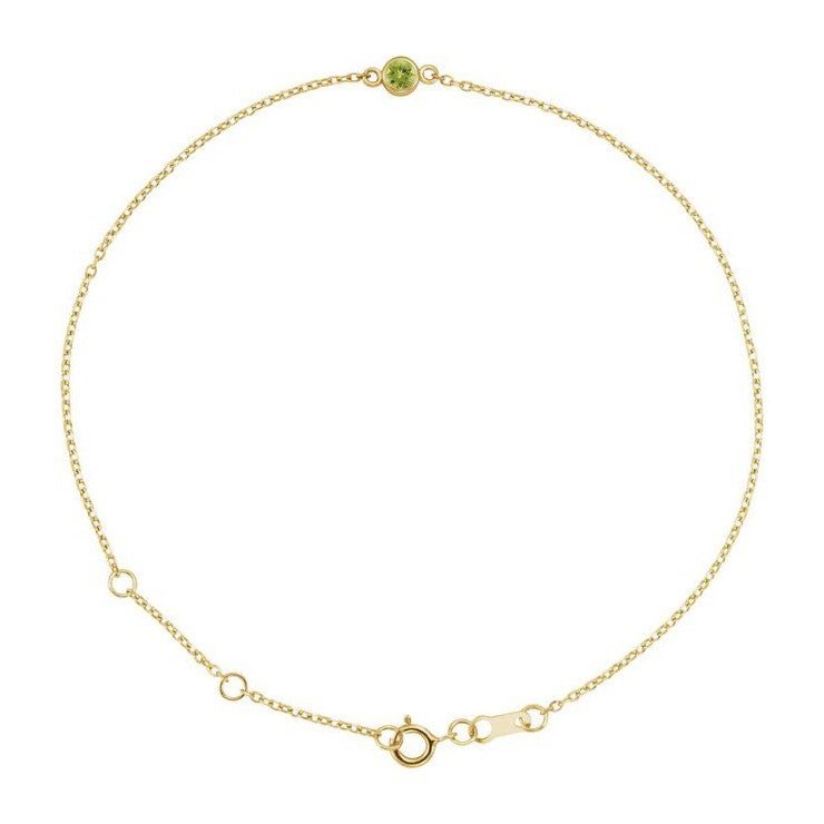 14K yellow gold Peridot bracelet, 14K yellow gold Peridot birthstone bracelet, 14K yellow gold Peridot gemstone bracelet