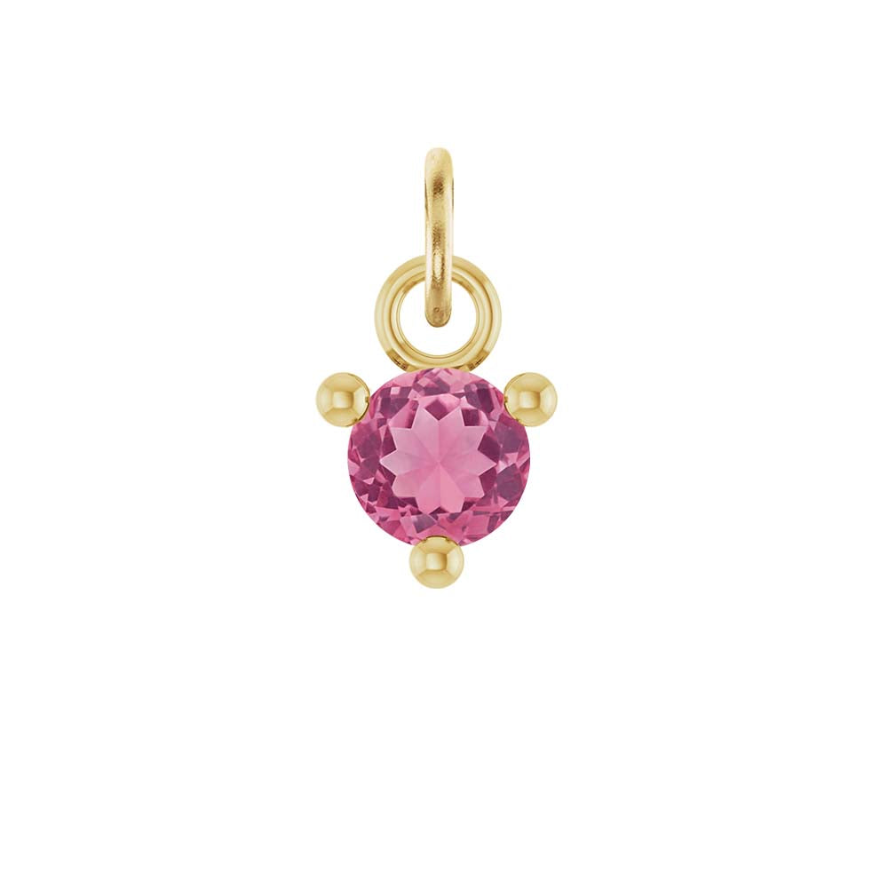 Tiny 14K yellow gold Pink Topaz birthstone charm handmade in the USA