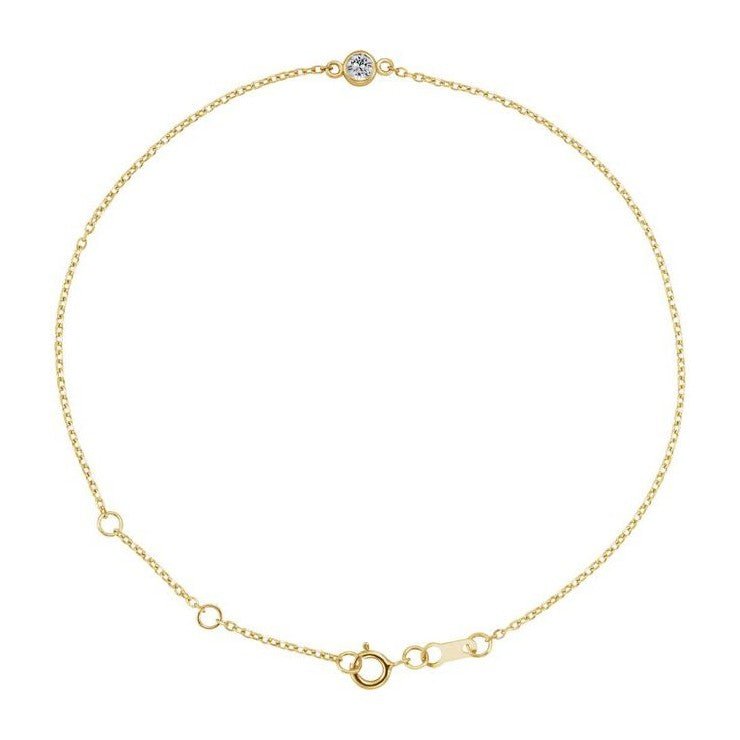 14K yellow gold White Sapphire bracelet, 14K yellow gold White Sapphire birthstone bracelet, 14K yellow gold White Sapphire gemstone bracelet