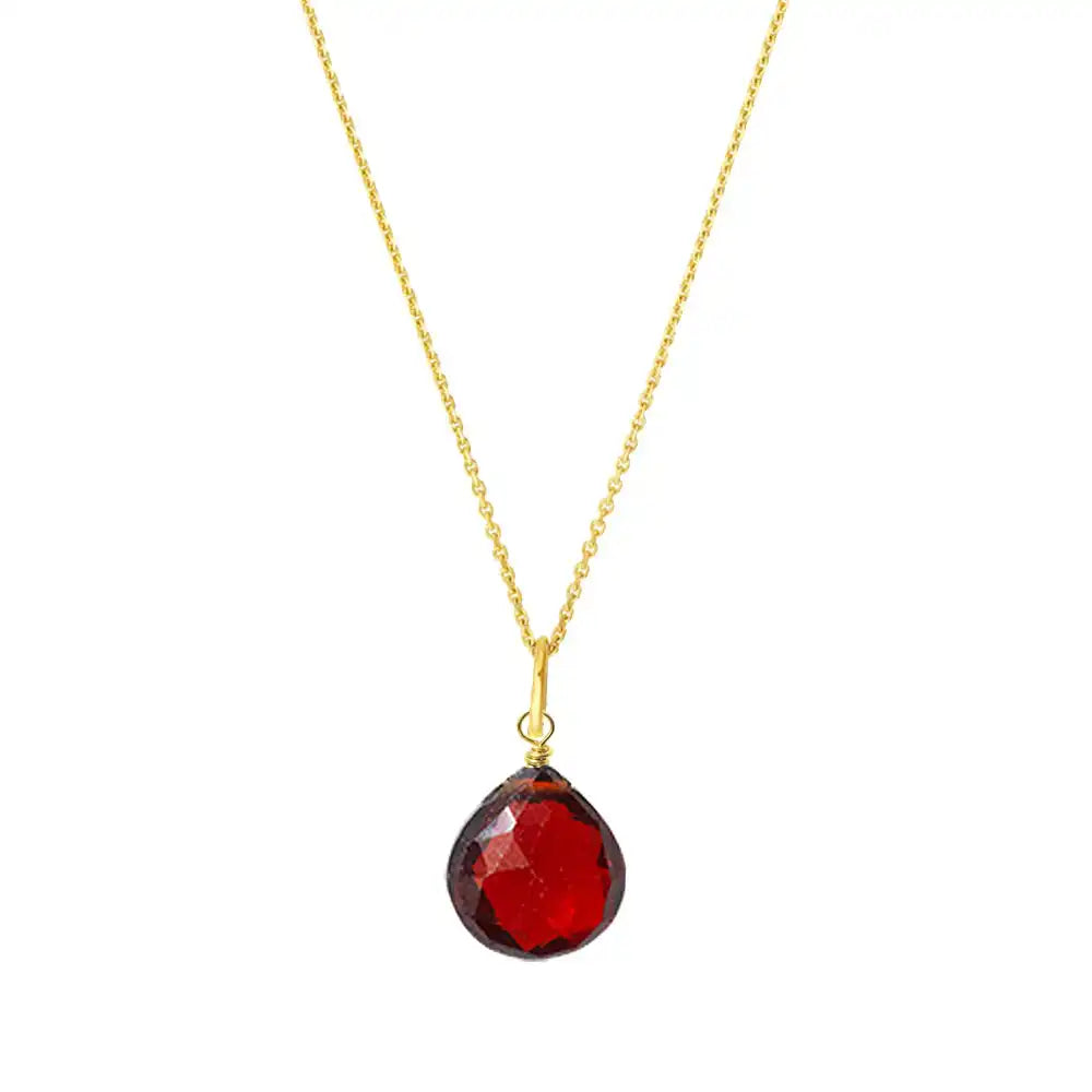 Garnet drop necklace in 14K gold, in gold-fill variant--14K rose gold