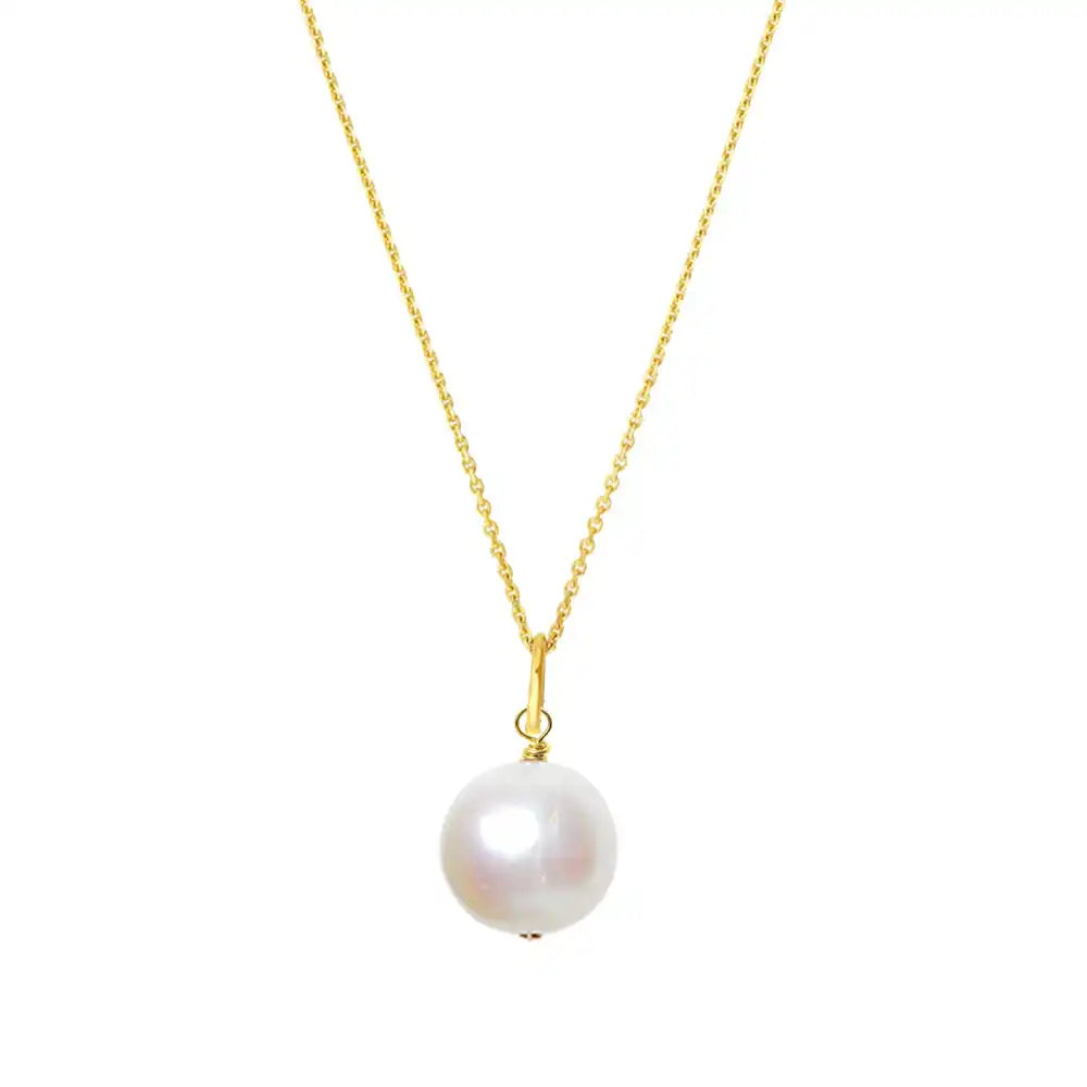 14K yellow gold pearl necklace with luminous white pearl variant--14K-yellow-gold variant--Pearl