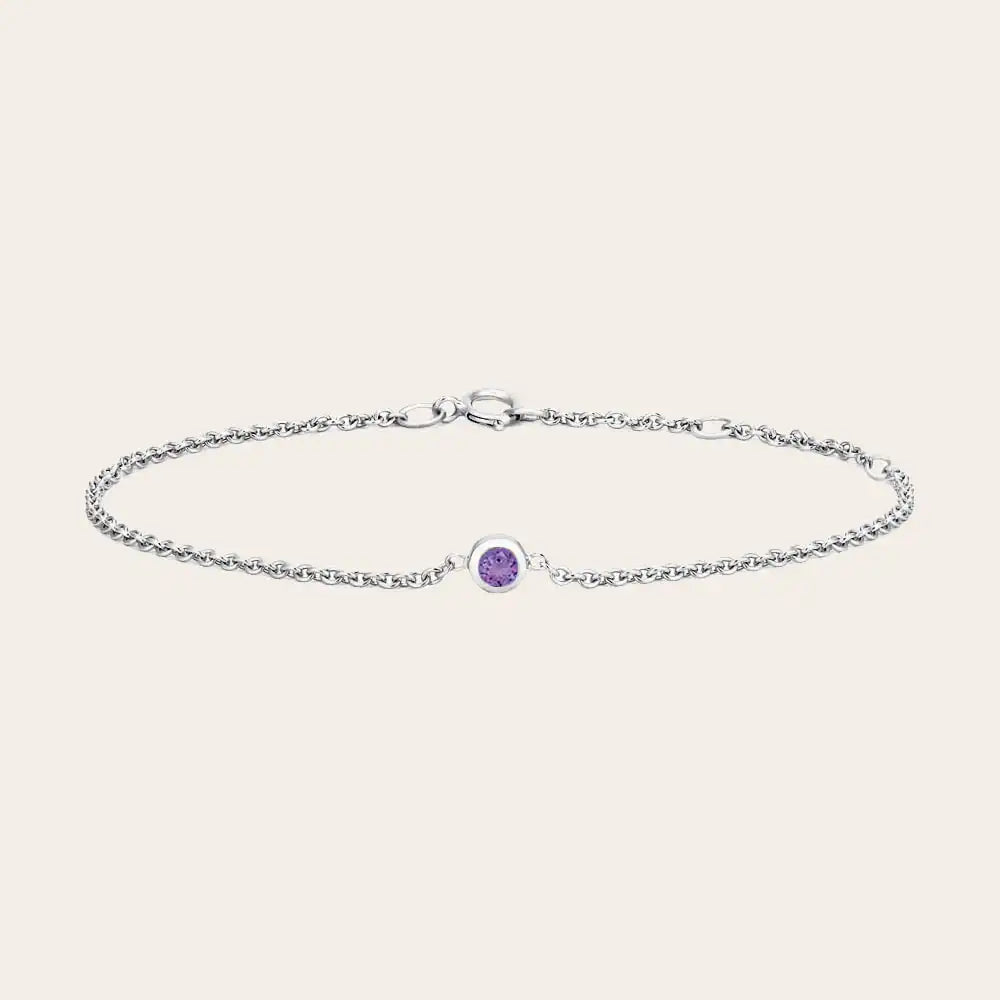 14K white gold february birthstone amethyst bracelet adjustable white gold variant--14K-white-gold variant--Amethyst
