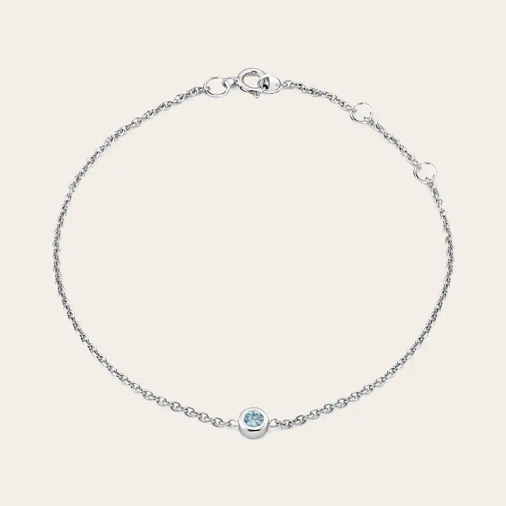 14K white gold delicate aquamarine stacking bracelet white gold variant--14K-white-gold variant--Aquamarine