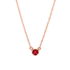 14K rose gold necklace, 14K rose gold solitaire necklace, 14K rose gold birthstone necklace