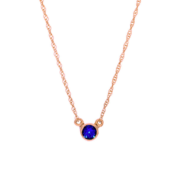 14K rose gold Sapphire necklace, 14K rose gold Sapphire solitaire necklace, 14K rose gold Sapphire birthstone necklace