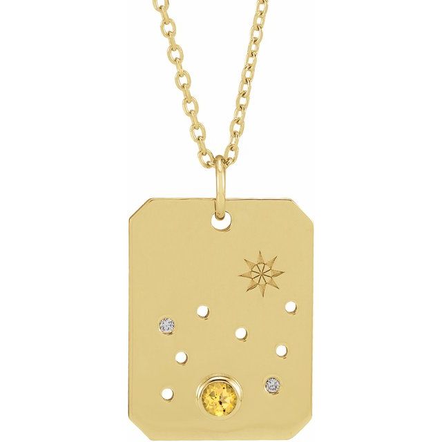14K yellow gold Leo [constellation necklace], Leo Zodiac Constellation Necklace, 14K yellow gold Leo necklace
