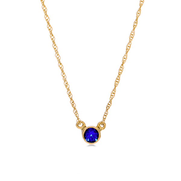 14K yellow gold Sapphire necklace, 14K yellow gold Sapphire solitaire necklace, 14K yellow gold Sapphire birthstone necklace