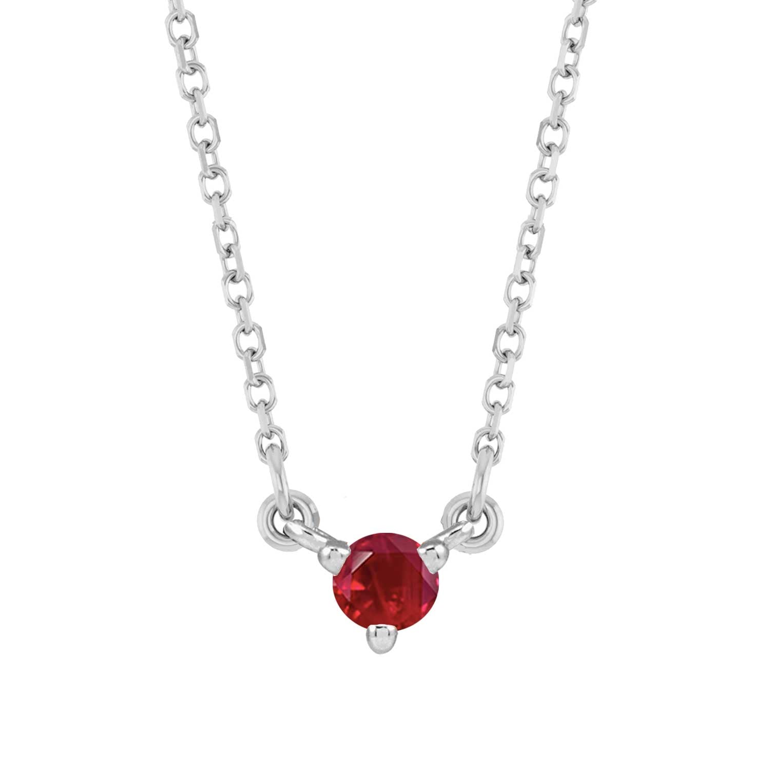 3mm ruby solitaire necklace white gold