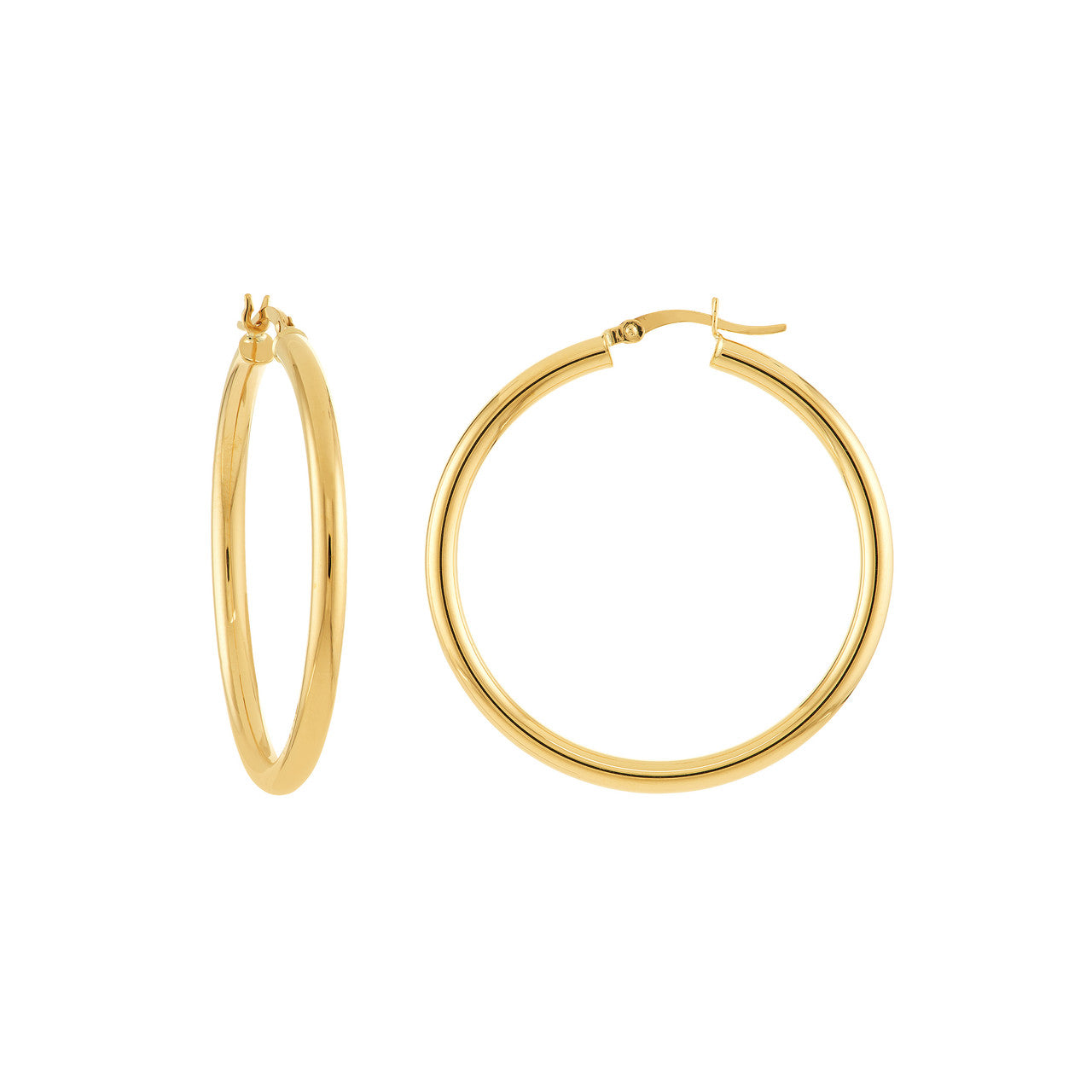 Classic 10K gold wide tube hoop earrings with smooth finish
